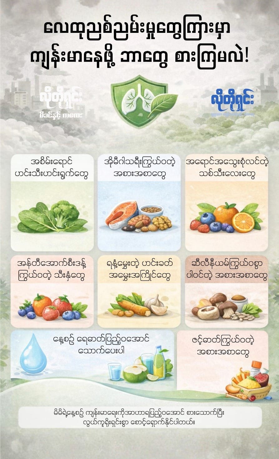 လေထုညစ်ညမ်းမှုကြား ကျန်းမာနေဖို့ ဘာတွေ စားကြမလဲ!